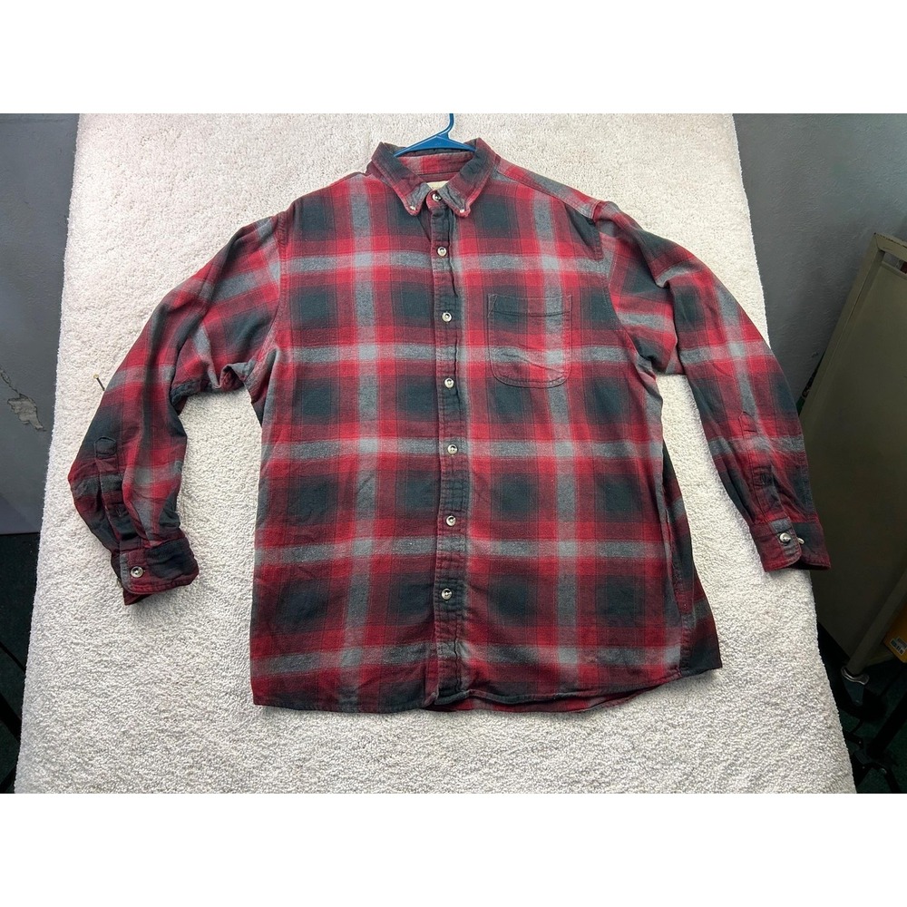 Hobbs Creek Shirt Mens Large Red Black Gray Plaid Flannel Button Down Pocket‎